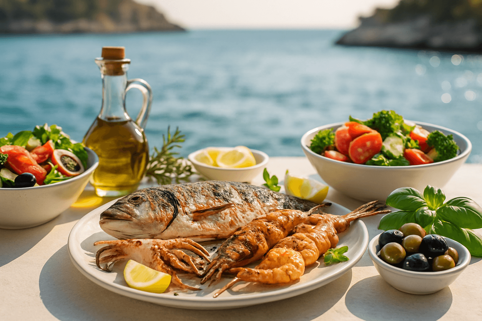 Turizm gastronomisini simgeleyen renkli Akdeniz sofrası