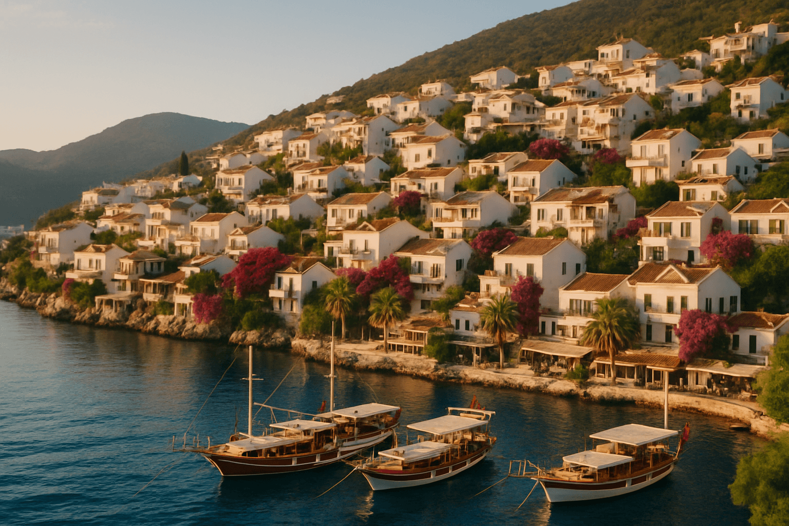 Kaş ve Kalkan'ın beyaz badanalı sokakları ve deniz manzarası
